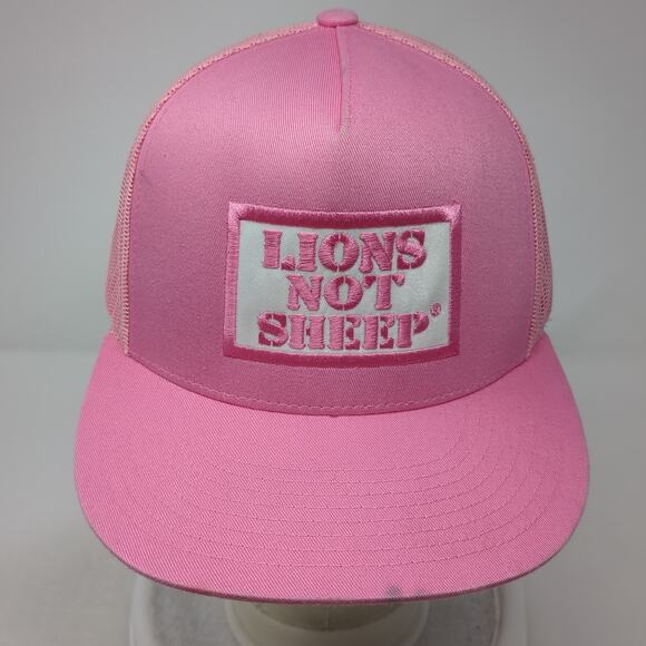 Lions Not Sheep Snapback Mesh Back Trucker Hat Pink One Size Yupoong - Picture 2 of 9